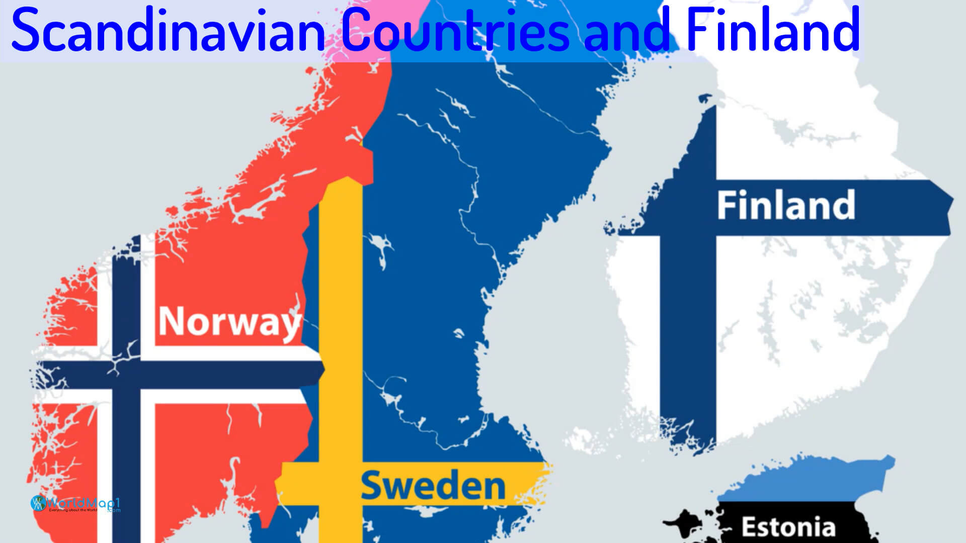 Skandinavische Länder und Finnland-Karte mit Flagge